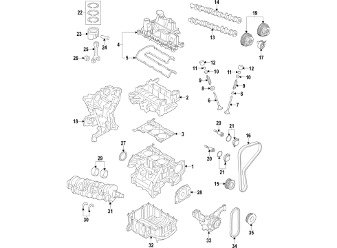 2016 Ford Focus Engine Parts, Mounts, Cylinder Head & Valves, Camshaft & Timing, Variable Valve Timing, Oil Cooler, Oil Pan, Oil Pump, Balance Shafts, Crankshaft & Bearings, Pistons, Rings & Bearings Actuator Diagram for CM5Z-6C525-A