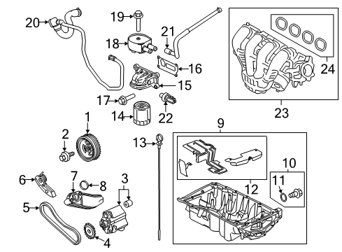 2015 Ford Transit Connect Engine Parts, Mounts, Cylinder Head & Valves, Camshaft & Timing, Variable Valve Timing, Oil Cooler, Oil Pan, Oil Pump, Balance Shafts, Crankshaft & Bearings, Pistons, Rings & Bearings Dipstick Diagram for CV6Z-6750-A