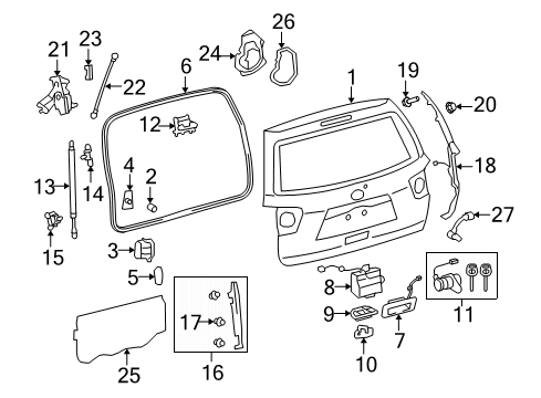 2010 Toyota Sequoia Gate & Hardware Lift Gate Cushion Diagram for 67293-0C010