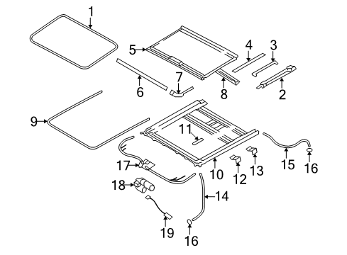 2006 Hyundai Azera Sunroof Bracket-Sunroof Set, Rear Diagram for 81672-3L000