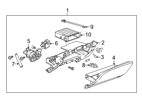 2013 Cadillac XTS Glove Box Glove Box Assembly Diagram for 23485916