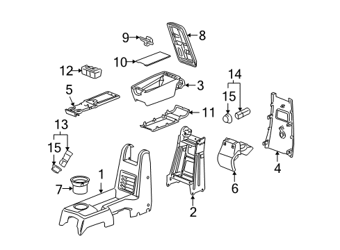 2009 Pontiac Torrent Center Console Latch, Front Floor Console Compartment Door Diagram for 89044139