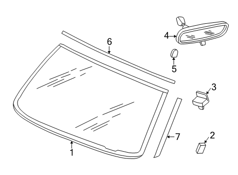 1997 Dodge Dakota Windshield Glass, Reveal Moldings Molding-Windshield Reveal Diagram for 55255732AD