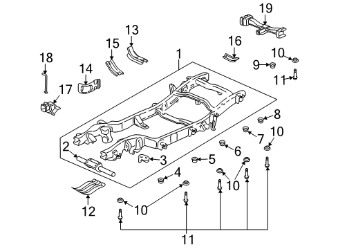 2003 Hummer H2 Frame & Components Upper Insulator Diagram for 10358347