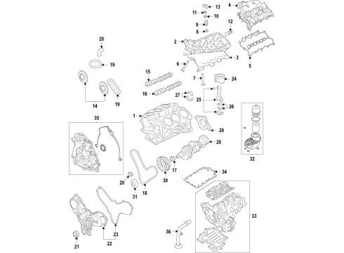 2021 Ford F-150 Engine Parts, Mounts, Cylinder Head & Valves, Camshaft & Timing, Variable Valve Timing, Oil Pan, Oil Pump, Adapter Housing, Crankshaft & Bearings, Pistons, Rings & Bearings Camshaft Gear Diagram for 4U3Z-8625-B