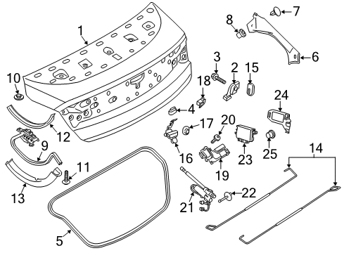 2015 Lincoln MKZ Trunk Trunk Lid Bumper Diagram for DS7Z-17439A00-B