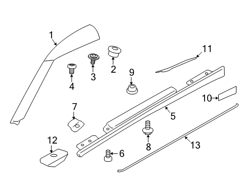 2016 Nissan GT-R Exterior Trim - Pillars, Rocker & Floor Finisher-Front Pillar LH Diagram for 76837-62B0A