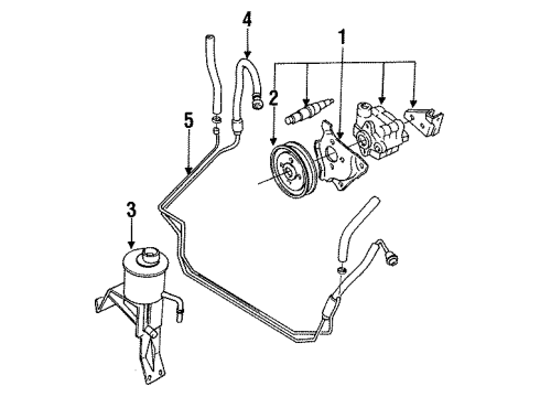 1995 Nissan Pickup P/S Pump & Hoses, Steering Gear & Linkage Hose Assy-Control Valve Diagram for 49720-76P10