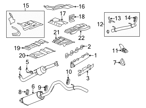 2006 Chevrolet Express 2500 Exhaust Components, Exhaust Manifold Muffler W/Tailpipe Gasket Diagram for 15027074