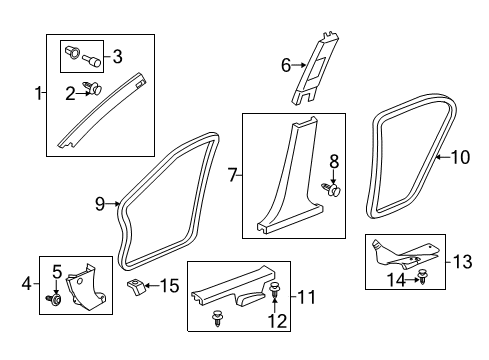 2013 Honda Accord Interior Trim - Pillars, Rocker & Floor Lng Assy *NH167L* Diagram for 83111-T2F-A11ZB