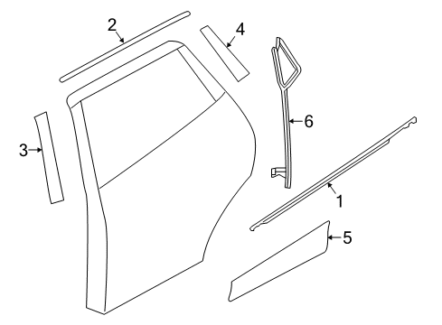 2022 Nissan Rogue Sport Exterior Trim - Rear Door MOULDING - REAR DOOR OUTSIDE, LH Diagram for 82821-6MA1A