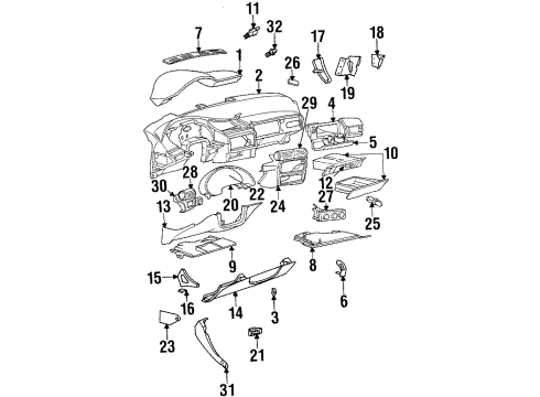 1995 Pontiac Grand Am Instrument Panel Outlet Asm-Instrument Panel Outer Air *Graphite Diagram for 22639759