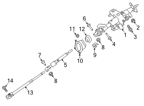 2017 Nissan Titan XD Steering Column & Wheel, Steering Gear & Linkage Joint Assy-Steering Column, Lower Diagram for 48080-EZ00A