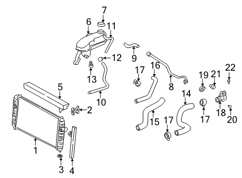 2003 Oldsmobile Alero Radiator & Components Radiator SURGE TANK Inlet Hose Diagram for 24505865