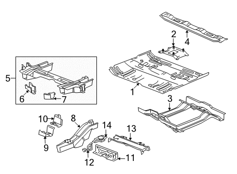 2014 Chevrolet Captiva Sport Pillars, Rocker & Floor - Floor & Rails Extension Panel Diagram for 19121028
