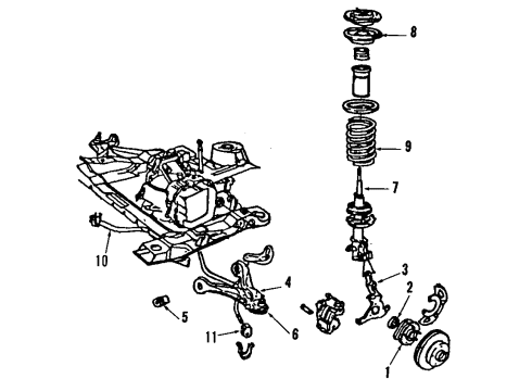 1993 Buick Century Front Suspension Components, Lower Control Arm, Stabilizer Bar Knuckle, Steering (Machining) Diagram for 18018876