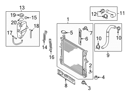 2009 Kia Borrego Radiator & Components Air Guard-Radiator Diagram for 253452J200