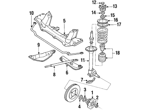 1986 Nissan 300ZX Front Suspension Components, Lower Control Arm, Stabilizer Bar Seal Grease Front Hub Diagram for 40232-N7100