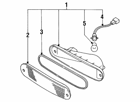 1993 Nissan NX Bulbs Turn Signal Lamp Socket Assembly Diagram for 26243-66Y00