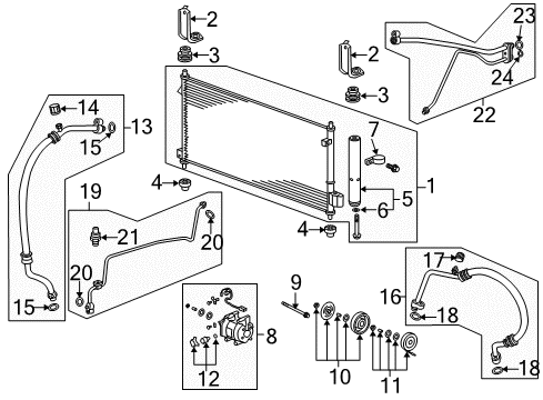 2009 Honda Fit A/C Condenser, Compressor & Lines Coil Set, Field Diagram for 38924-RLC-014