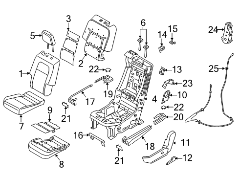 2020 Lincoln Aviator Second Row Seats Seat Frame Diagram for L1MZ-99613A10-B