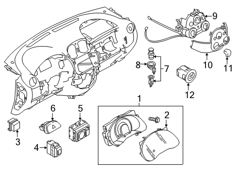 2013 Nissan Versa Switches Speedometer Instrument Cluster Diagram for 24810-9KA0A