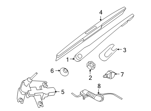 2012 Infiniti FX50 Wiper & Washer Components Back Window Washer Nozzle Assembly Diagram for 28972-1CA0A