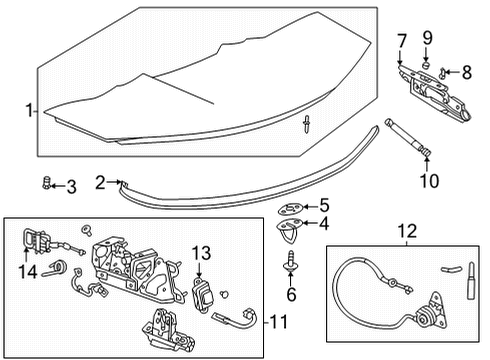 2021 Chevrolet Corvette Rear Compartment Latch Assembly Diagram for 84837527