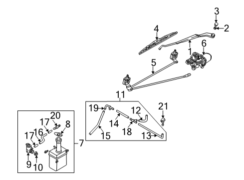 2001 Kia Spectra Windshield - Wiper & Washer Components Windshield Washer Tank Assembly Diagram for 0K2C167480DS