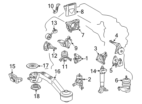 2007 Toyota Highlander Engine & Trans Mounting Bracket, Engine Mounting, Rear(For Transverse Engine) Diagram for 12321-20120