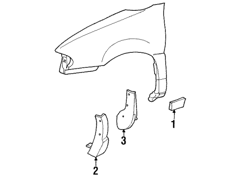 1995 Ford Windstar Exterior Trim - Fender Body Side Molding Diagram for XF2Z16A038APTM