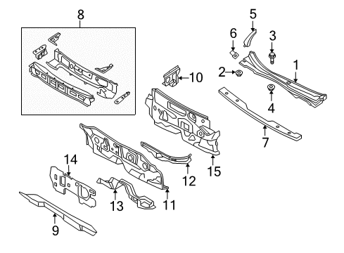 2007 Mercury Milan Cowl Stiffener Diagram for 9E5Z-5410414-A