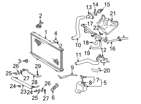 1998 Toyota RAV4 Radiator & Components Upper Hose Diagram for 16571-74400