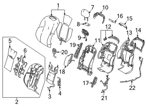 2019 Lexus LS500h Driver Seat Components Knob, Power Seat Switch Diagram for 84921-11010