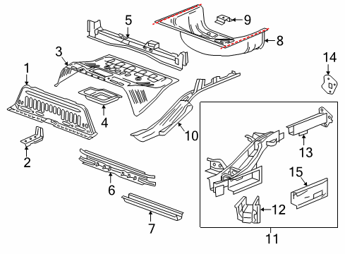 2020 Chevrolet Bolt EV Rear Body - Floor & Rails Rocker Reinforcement Extension Diagram for 94523051