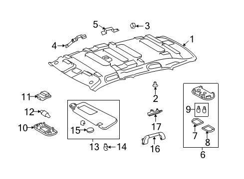 2012 Scion xD Interior Trim - Roof Sunvisor Cover Diagram for 74318-52020-B1