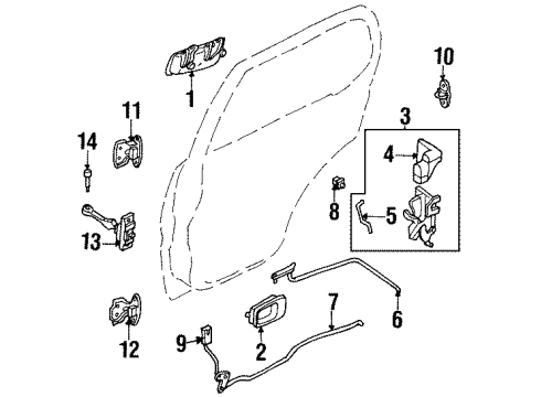1998 Honda Passport Front Door Lock, Right Rear Door Diagram for 8-97223-846-0