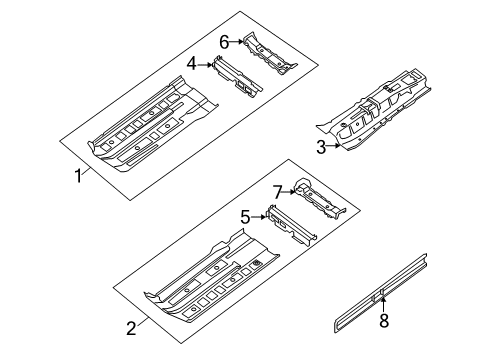 2009 Nissan Altima Pillars, Rocker & Floor - Floor & Rails Sill-Inner, LH Diagram for 76451-JA030