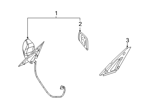 2005 Cadillac STS Outside Mirrors Mirror Assembly Diagram for 25827589