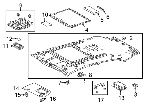 2019 Lexus UX250h Interior Trim - Roof Lamp Sub-Assembly Map Diagram for 81208-33020-A0