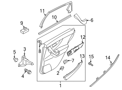 2013 Infiniti FX50 Rear Door Cover-Rear Door SASH LH Diagram for 822D5-1CA0A