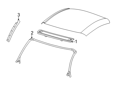 2004 Lexus SC430 Windshield Header & Components Retainer, Roof Side Rail Weatherstrip, Front LH Diagram for 62362-24010