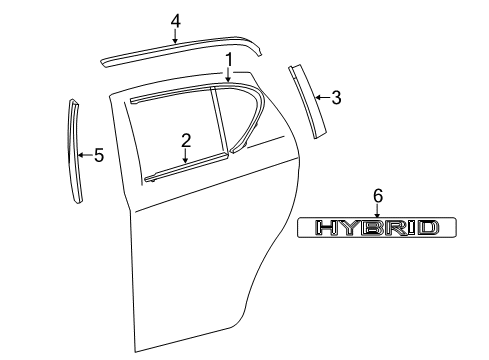 2013 Lexus CT200h Exterior Trim - Rear Door MOULDING Sub-Assembly, Rear Door Diagram for 75708-76010