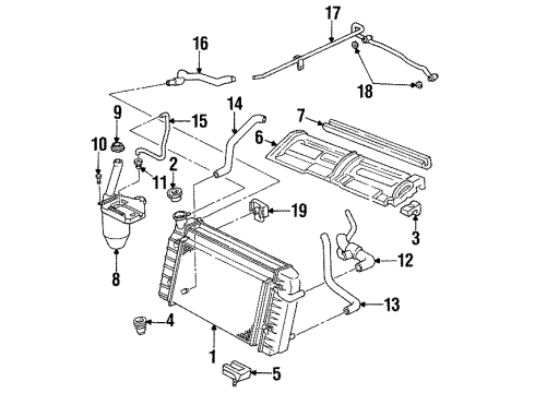 1995 Pontiac Firebird Radiator & Components Thermostat Unit Diagram for 24577299