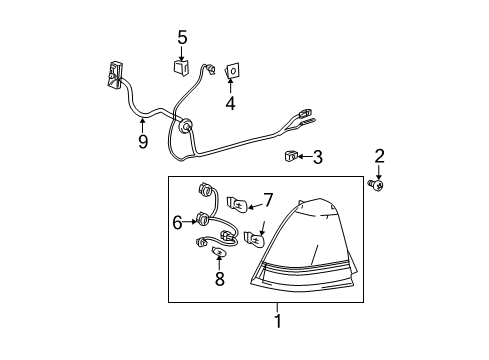 2007 Chevrolet Malibu Tail Lamps Socket & Wire Diagram for 15881512