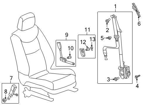 2021 Cadillac XT6 Seat Belt Center Buckle Diagram for 19333369