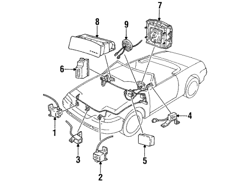 1994 Mercury Capri Air Bag Components Front Sensor Diagram for FOJY14B005A