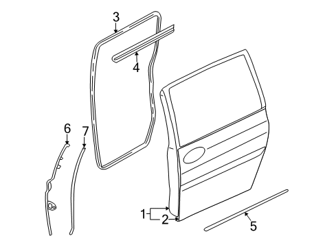 2007 Kia Sedona Side Loading Door - Door & Components WEATHERSTRIP-Rear Door Body Side Diagram for 831104D000CS