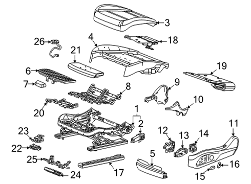 2022 Cadillac CT5 Driver Seat Components Module Bracket Diagram for 84581455