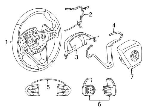 2019 BMW i8 Steering Column & Wheel, Steering Gear & Linkage Multifunct Steering Wheel Switch Diagram for 61319284620